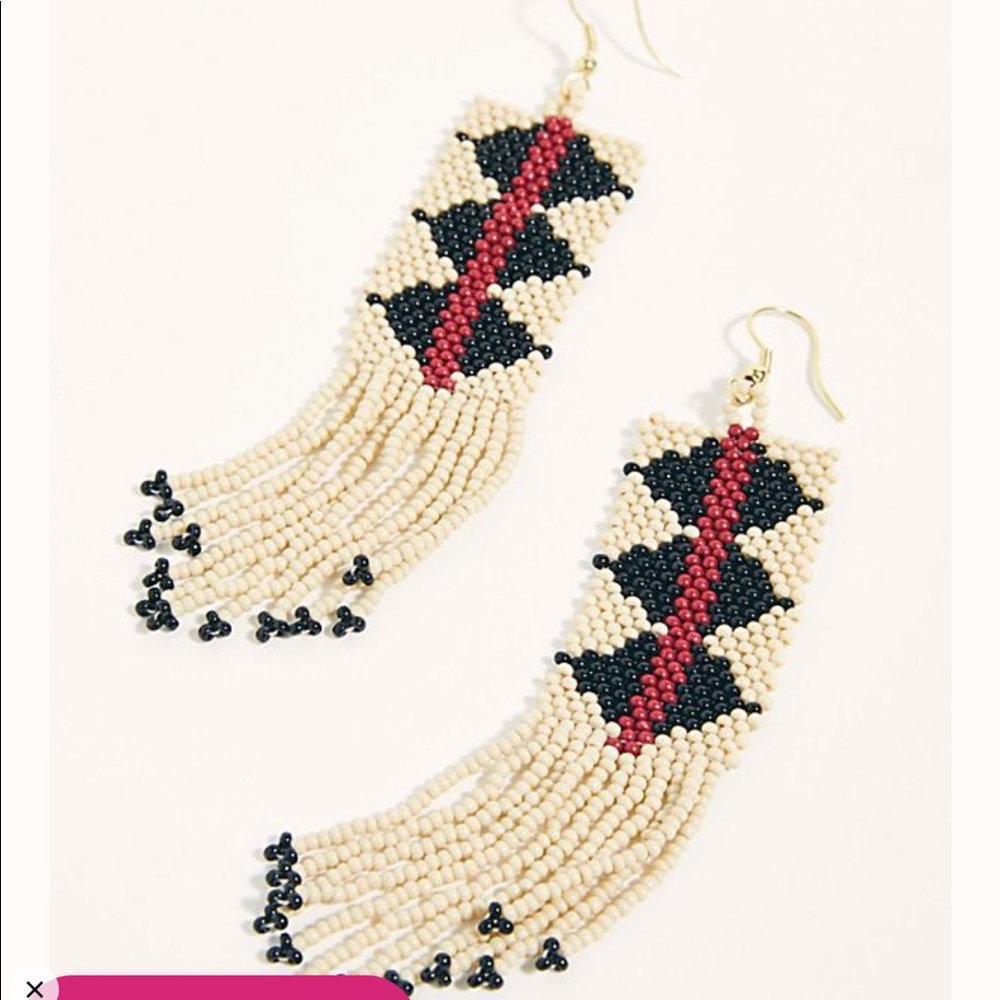 Free People Geo Seed Bead Earrings Brand New